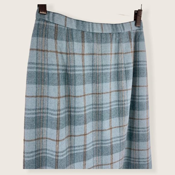 Pendleton Blue Plaid Wool Blazer Midi Length Skirt Set Small - Picture 4 of 16
